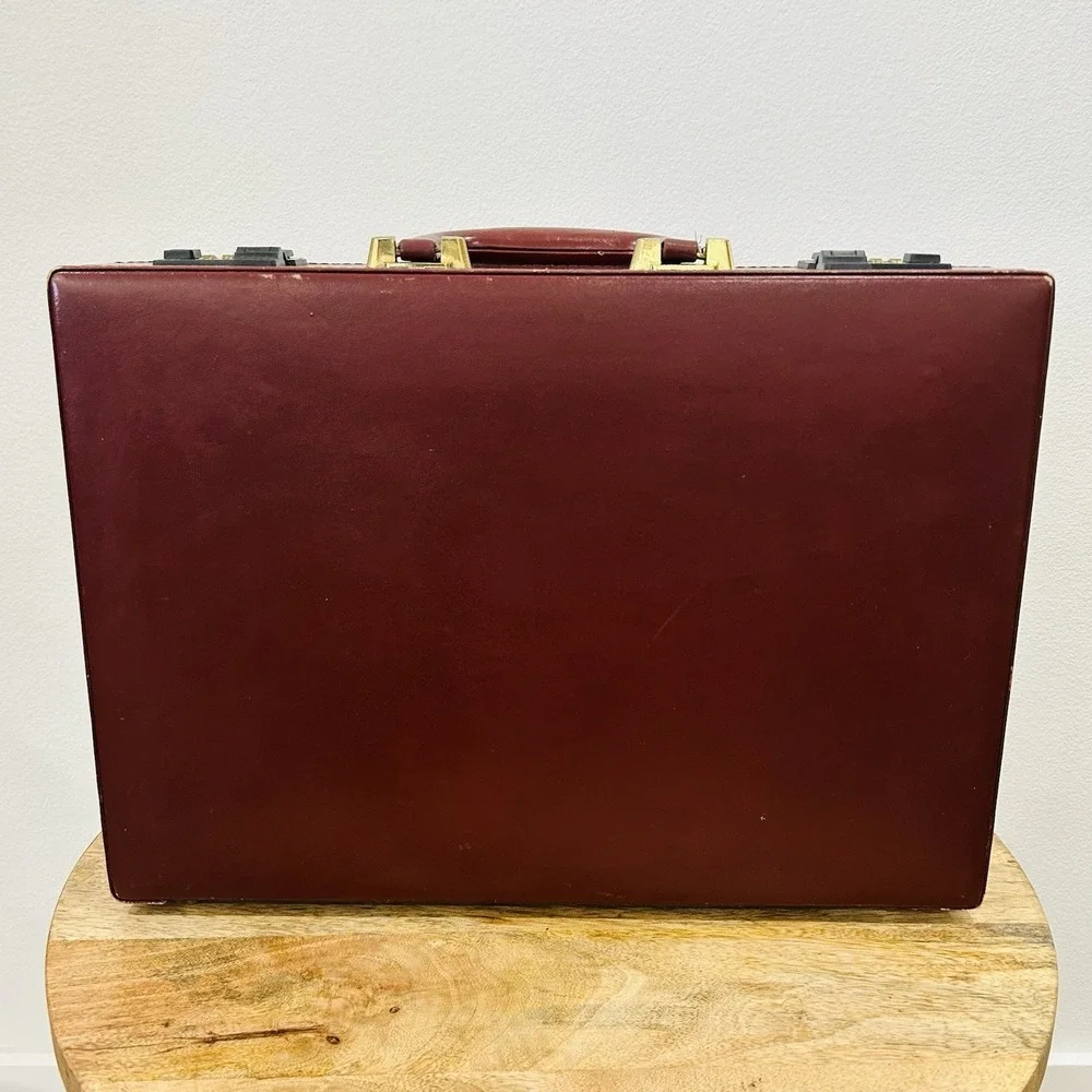Vintage 1980's Leather Hardcase Presto Combination Lock Briefcase 12
